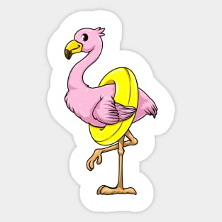 Flamingo at Swimming with Swim ring Sticker